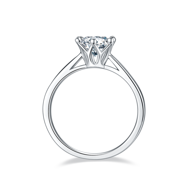 直臂皇冠S925银镀白金MoissaniteWomen's Ring1ctD级